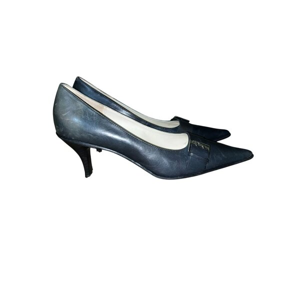 Joan & David Leather Pointy Toe Pumps Womens 8M Blue Circa 365 CJCalliope Y2K - Picture 5 of 16